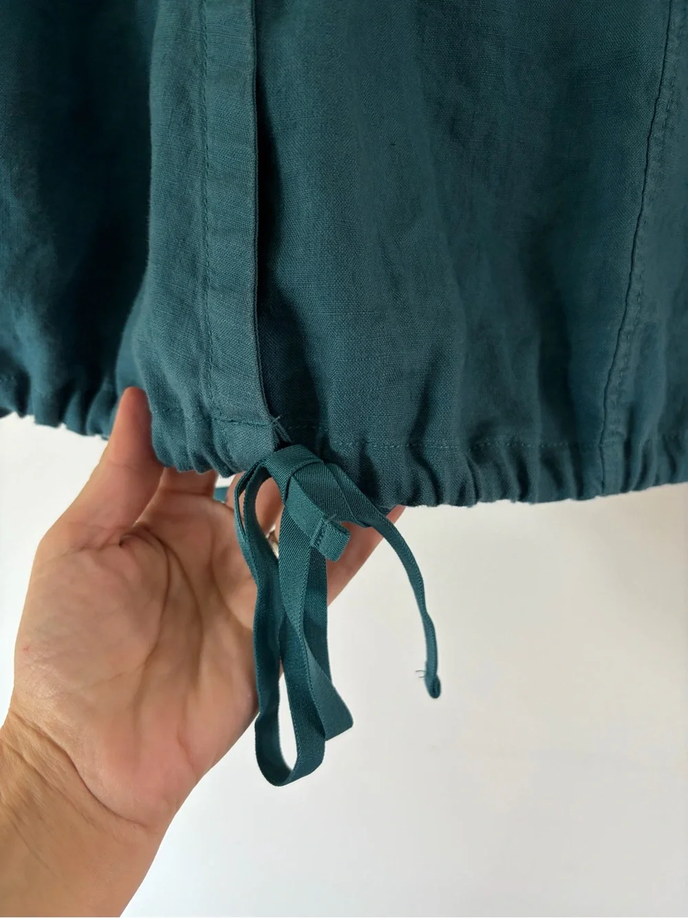 Athleta Playa Linen Tie True Wrap Short Sleeve Top In Borealis Green Size Large - Picture 7 of 14